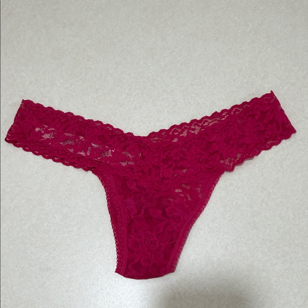 Lace Thong Panties in Deep Pink